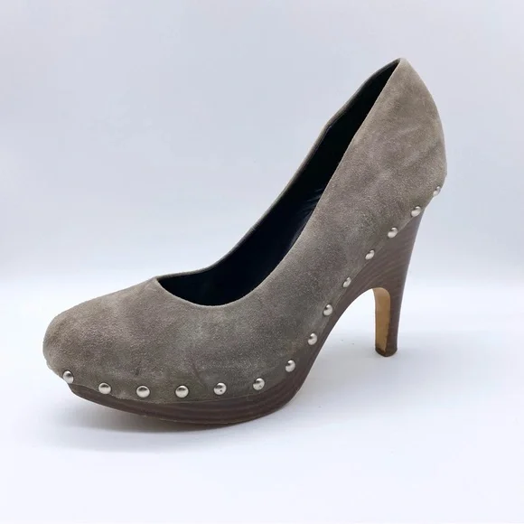 Dolce Vita-Dark Taupe Suede Studded wood heel 9 - Picture 2 of 9